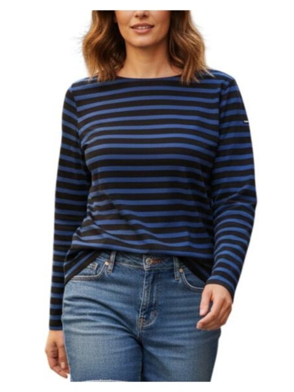 SAINT JAMES Wool Striped Long Sleeve Size Small Black Blue